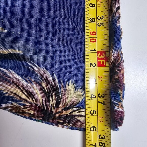 90s Hilo Hattie‎ Hawaiian Tropical Print Sleeveless Sheath Dress Side Tie Blue M - Picture 10 of 11